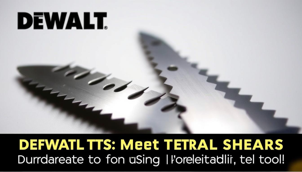A close-up photograph of DeWalt metal shear blades, captured under soft, diffused lighting to highlight their precision and durability. The blades are positioned prominently in the foreground, their sharp, serrated edges gleaming against a clean, neutral background. The image conveys a sense of quality and reliability, perfectly suited to illustrate the "Safety Tips for Using Metal Shears" section of the article on "DEWALT Metal Shears: Durable, Versatile Cutting Tool."