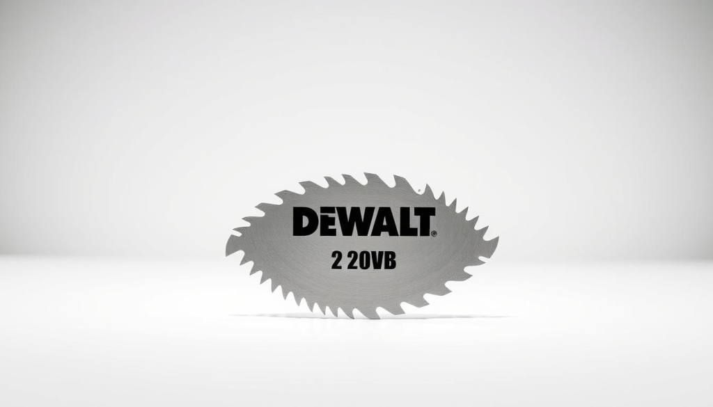 A high-resolution, detailed image of a DEWALT 20V jigsaw blade set against a clean, white background. The blade is positioned in the center, with a sharp, metallic finish that reflects the light. The teeth are precisely crafted, creating a sense of power and precision. The image captures the essential features of the jigsaw blade, highlighting its durability and functionality. The lighting is soft and diffused, creating a professional, technical atmosphere that complements the subject matter. The angle is slightly elevated, allowing the viewer to appreciate the intricate design and construction of the blade.