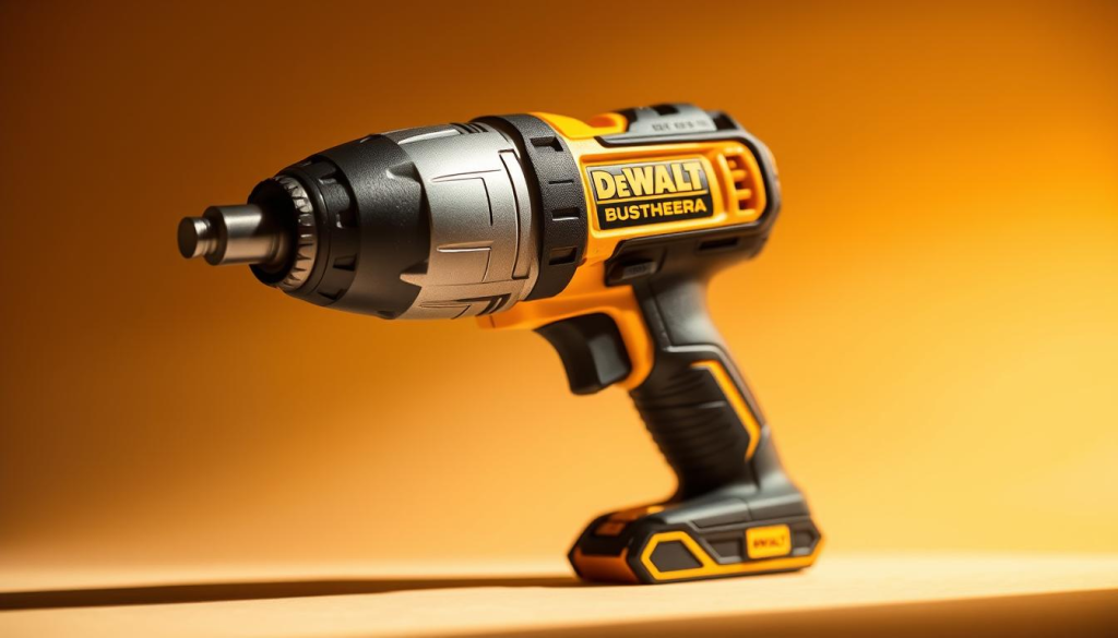 A professional-grade DEWALT Atomic impact driver in a well-lit, close-up view. The driver's sleek, compact body is highlighted, showcasing its powerful 20V MAX brushless motor. Intricate details of the metallic casing, ergonomic grip, and control buttons are visible. The driver is positioned at a slight angle, creating depth and emphasizing its modern, sophisticated design. Warm, directional lighting casts dynamic shadows, accentuating the tool's sturdy construction and premium quality. The background is minimalist, allowing the impact driver to be the focal point, demonstrating its impressive capabilities and the benefits it can bring to DIY projects and professional applications.