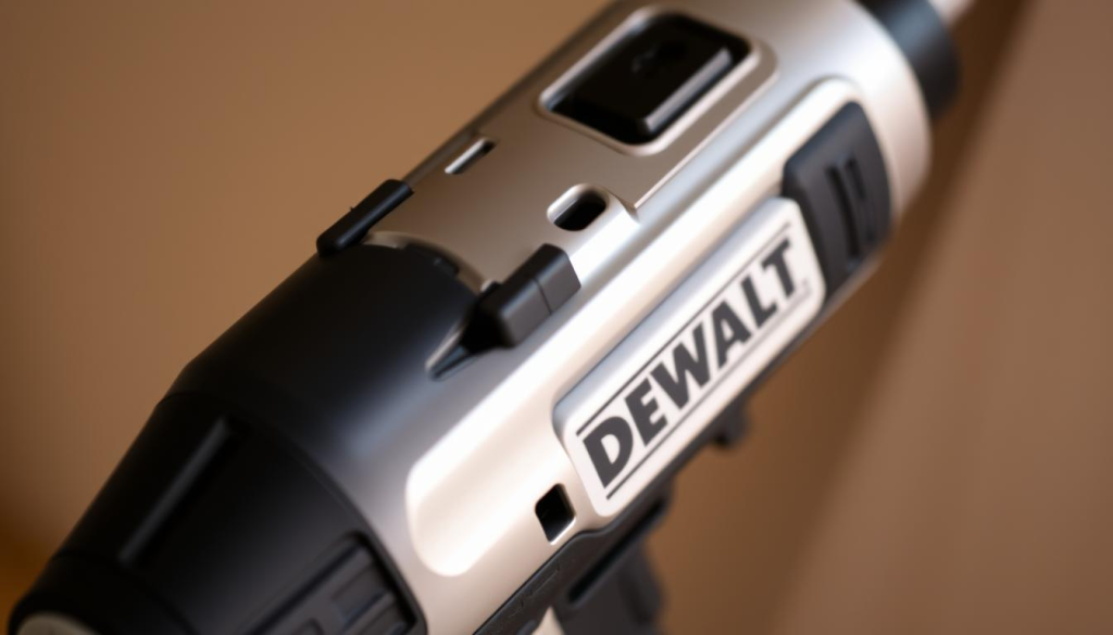 A sleek and compact DeWalt 8V cordless screwdriver, its brushed metal body gleaming under soft, directional lighting. The tool is angled slightly, revealing its ergonomic grip and intuitive controls. In the foreground, the screwdriver's spinning bit is sharply in focus, ready to sink into wood, plastic, or metal. The midground showcases the tool's compact size and lightweight design, making it ideal for one-handed use in tight spaces. The background is blurred, drawing the viewer's attention to the screwdriver's functional elegance and versatility.