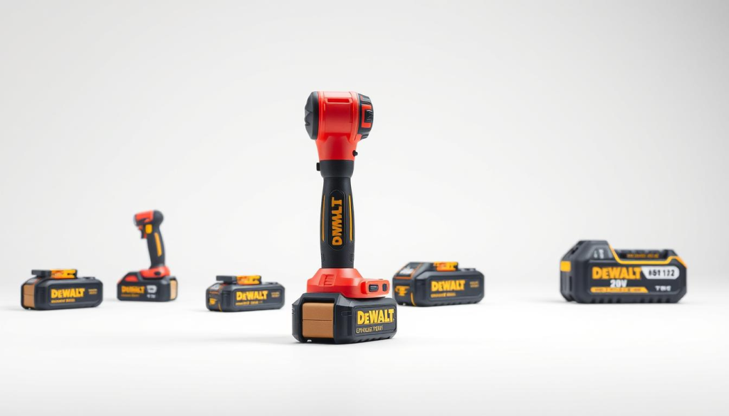 A well-lit studio shot of a DEWALT 20V MAX cordless ratchet, showcasing its sleek, sturdy design. The ratchet is placed on a clean, white backdrop, allowing its features to take center stage. Capture the attention-grabbing red and black color scheme, the ergonomic grip, and the powerful 20V motor. Show the ratchet from multiple angles, highlighting its compact size and the ease of use. Convey a sense of reliability and professionalism, reflecting the positive customer reviews and testimonials for this high-quality power tool.