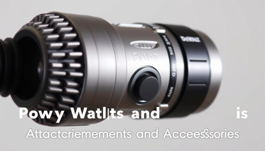 Detailed close-up of a DeWalt 3000 PSI power washer nozzle, showcased against a clean, well-lit backdrop. The nozzle is prominently displayed, highlighting its durable construction and various spray pattern settings. Soft, directional lighting accentuates the metallic finish and intricate design elements, conveying a sense of precision engineering. The image should clearly communicate the versatility and capabilities of this power washer attachment, aligning with the "Attachments and Accessories" section of the article.