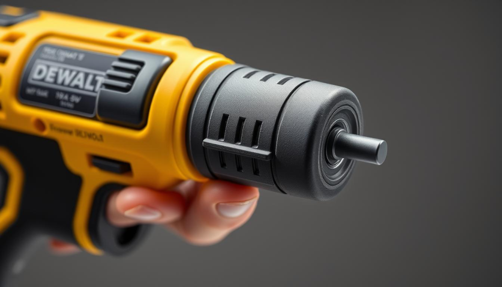 High-resolution, detailed close-up image of the ergonomic design of a Dewalt 8V Max cordless screwdriver, shot with a clean, professional studio lighting setup and a macro lens. Show the tool's compact, contoured grip with rubber overmold for a comfortable, secure hold. Emphasize the well-placed controls and trigger, enabling precise, fatigue-free operation. Capture the balanced weight distribution and balanced feel in the user's hand. Convey a sense of modern, functional design that prioritizes the user's experience and comfort.