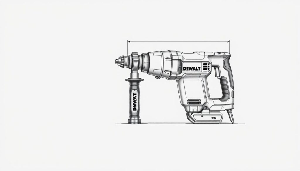 A detailed technical drawing of the DEWALT 089LG power tool, showcased on a clean, minimalist background. The device is centered and presented at an angle, highlighting its sleek design and key components. The lighting is soft and diffused, casting subtle shadows to accentuate the tool's form and texture. The image has a professional, technical aesthetic, providing a clear visual representation of the product's technical specifications for the user manual section.