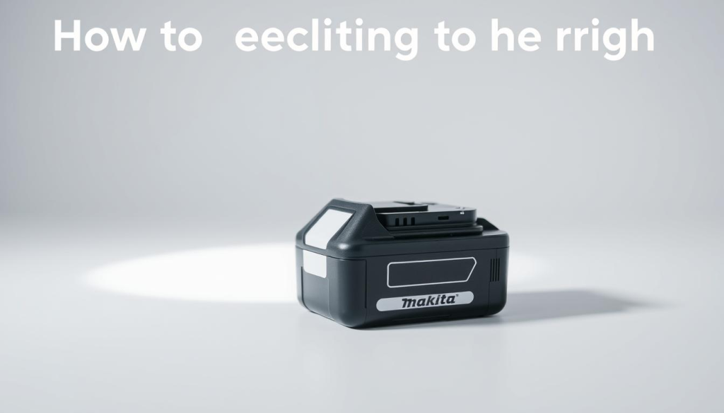 A high-quality Makita power tool battery resting on a plain, white surface, illuminated by soft, diffuse lighting from multiple angles. The battery is shown in close-up, with a clean, simple composition that highlights its sleek, modern design and premium construction. The image conveys a sense of quality, durability, and reliability, reflecting the superior performance of Makita batteries. The background is minimalist, allowing the battery to be the focal point and creating a professional, product-focused aesthetic suitable for an article on selecting the right Makita battery.