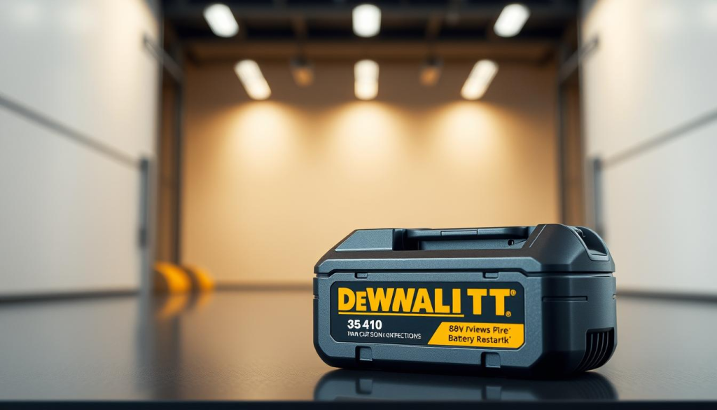 A high-quality image of the DEWALT 8AH battery, showcasing its impressive design and features. The battery is displayed prominently in the foreground, with a sleek, metallic finish and the iconic DEWALT logo clearly visible. In the background, a soft-focus, minimalist setting with clean lines and neutral tones, creating a professional and well-lit atmosphere that highlights the battery's technical capabilities. The image should convey a sense of power, reliability, and customer satisfaction, reflecting the positive reviews and feedback the battery has received.