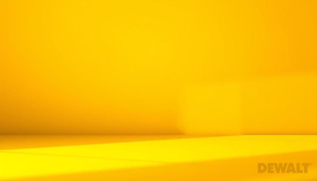 A vibrant, high-quality image of the DEWALT yellow color profile. The foreground showcases the iconic DEWALT yellow hue in a smooth, glossy finish, capturing the brand's signature aesthetic. The middle ground features a subtle, textured background that complements the yellow, creating depth and visual interest. The lighting is soft and warm, casting gentle shadows that accentuate the three-dimensional quality of the image. The overall composition is balanced and professional, presenting the DEWALT yellow color in a clear, compelling manner that aligns with the subject and section title of the article.