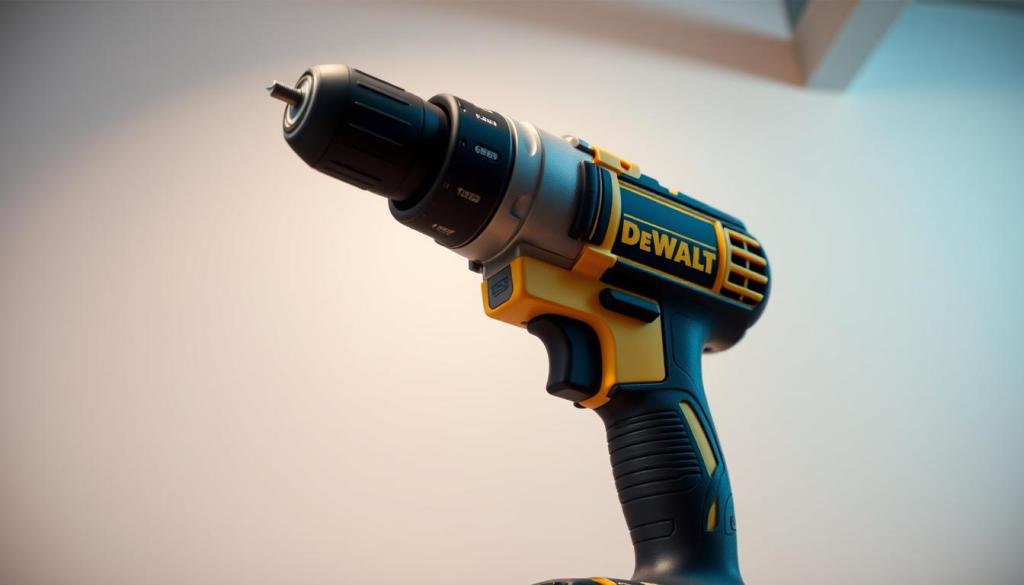 A well-lit, close-up photograph of a Dewalt 089lg 12v cordless drill in a professional, user-friendly setting. The drill is prominently featured in the center, showcasing its sleek, sturdy design with the Dewalt logo visible. The drill is surrounded by a clean, minimalist background, allowing the focus to remain on the product. Soft, diffused lighting illuminates the drill, highlighting its textures and details. The camera angle is slightly elevated, creating a high-quality, informative perspective that emphasizes the drill's ergonomic and functional qualities. The overall mood is professional, highlighting the drill's reliability and ease of use for any job.