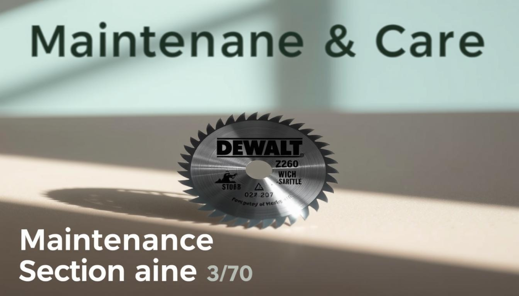 A well-lit, close-up view of a DEWALT Z260 blade, showcasing its intricate design and features. The blade is positioned on a clean, neutral-toned surface, allowing the viewer to focus on the maintenance and care aspects. Soft, directional lighting from the side casts subtle shadows, highlighting the blade's contours and texture. The image captures the blade in a state of readiness, conveying a sense of attention to detail and precision required for proper maintenance. The overall tone is professional, informative, and visually appealing, aligning with the subject matter and the article's section title.