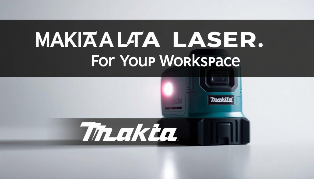 A well-lit, high-resolution image of a Makita laser device in the center of the frame, showcased against a clean, minimalist background. The laser is positioned at a slight angle, highlighting its sleek, modern design and intricate details. The lighting is soft and diffused, creating a sense of depth and highlighting the product's key features. In the foreground, the Makita logo is prominently displayed, while the background features a simple, neutral color palette that allows the laser to stand out. The overall composition conveys a sense of professionalism, quality, and precision, reflecting the subject matter of the "Makita Laser: Precision Tools for Your Workspace" article.